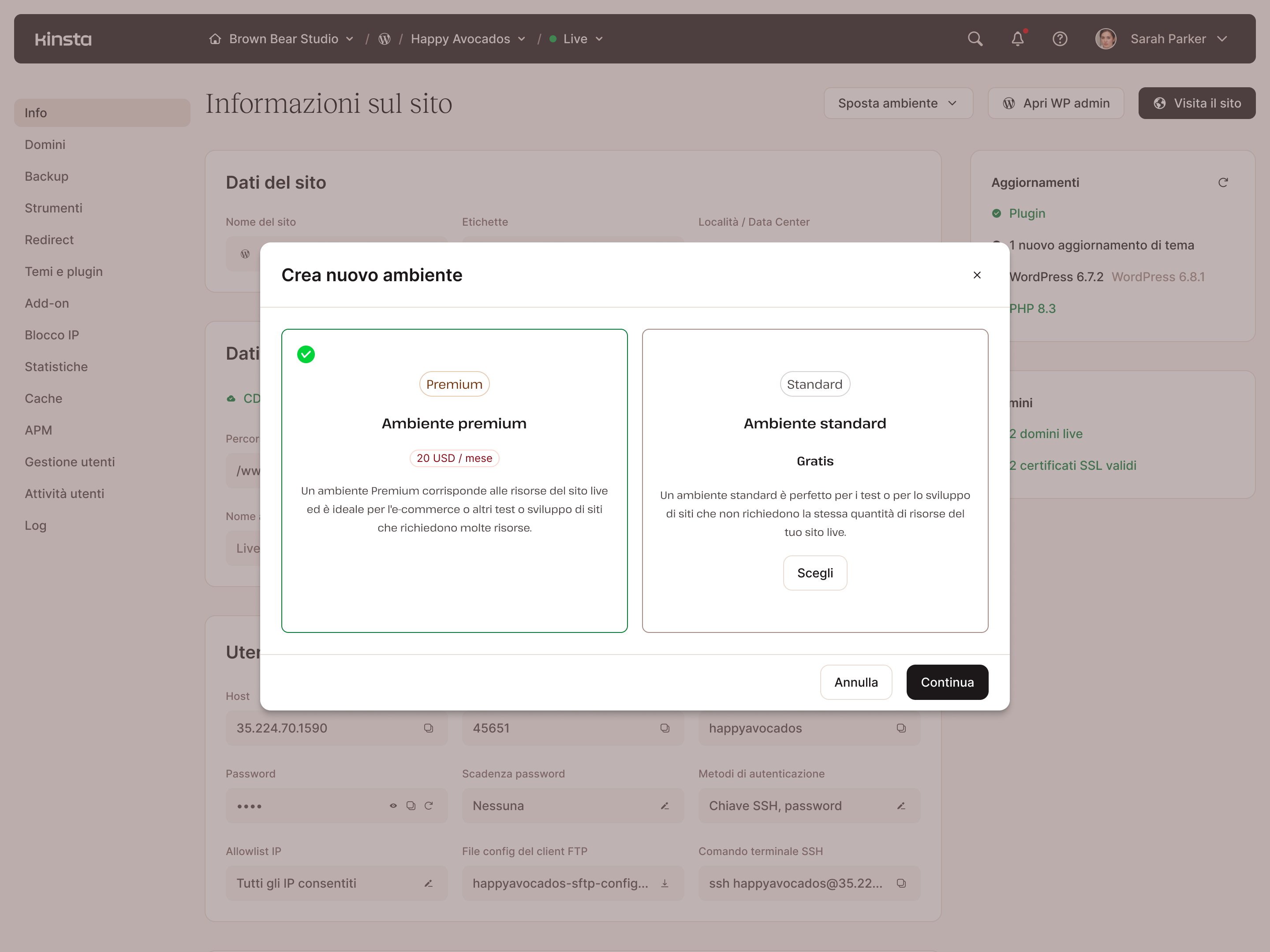 Configurazione dell'ambiente di staging con un solo clic