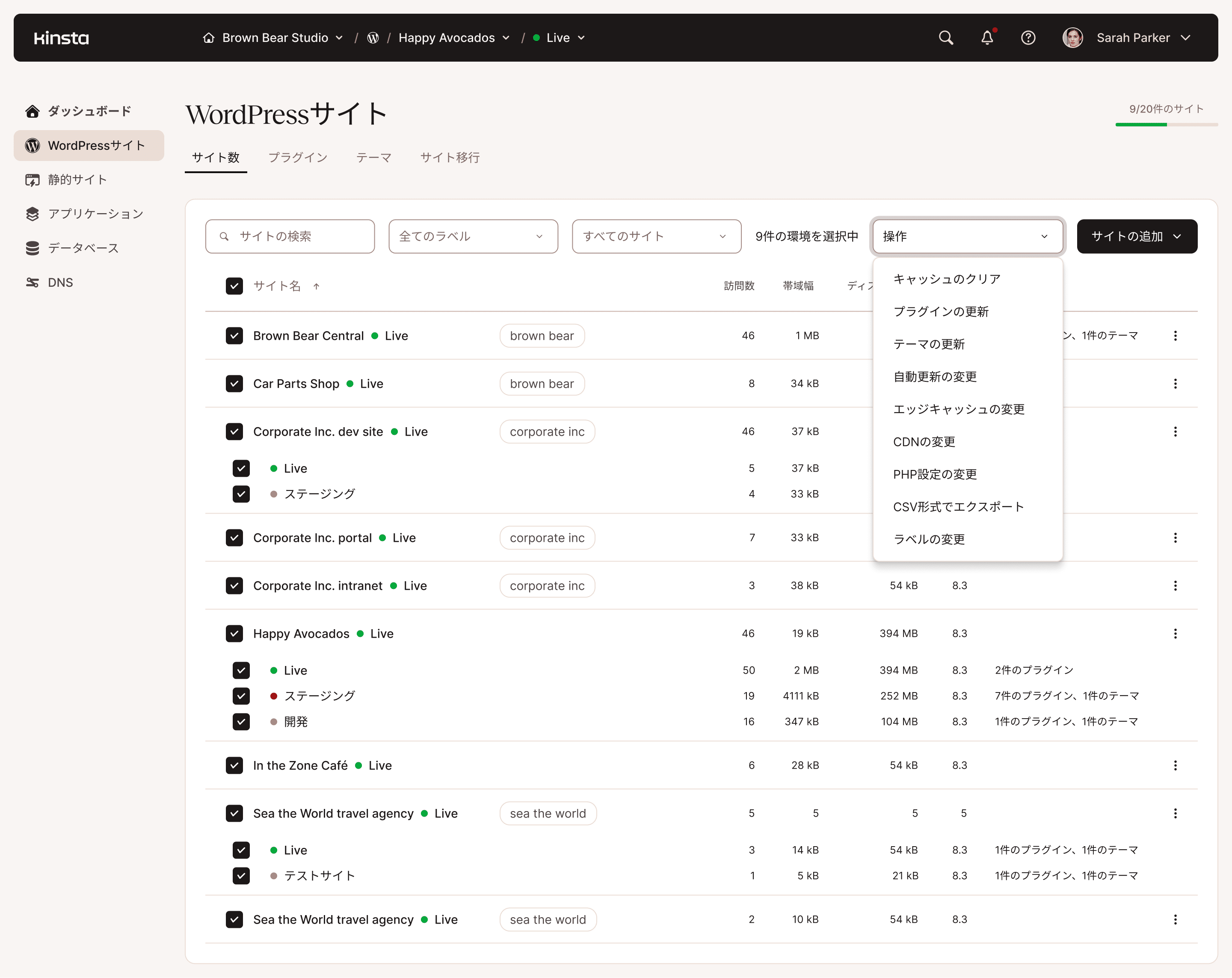 WordPressウェブサイト管理一括アクション